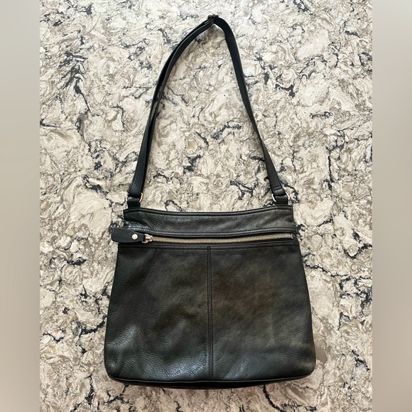 margot Handbags - Margot genuine leather crossbody distressed black bag. Adjustable strap.